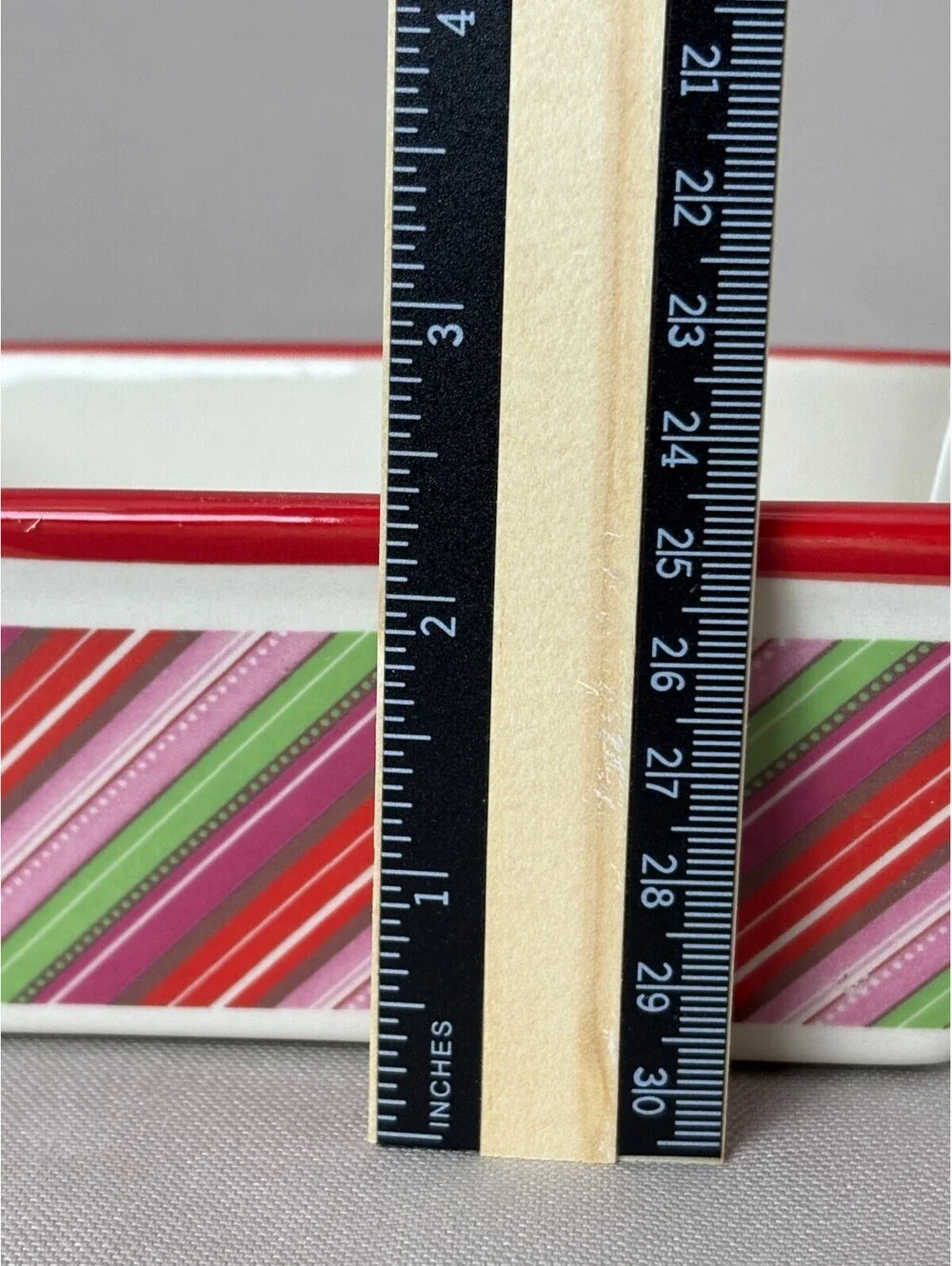 Nantucket Ceramic Mini Loaf Pan Red Green Striped 6 Inch Holiday Baking Dish